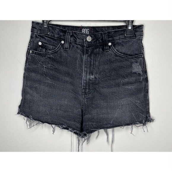 BDG Pants - BDG Women's 27 Girlfriend High-Rise Cutoff Distressed Black Jean Shorts 28x2